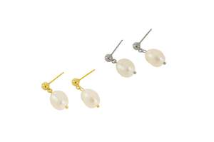 Jewellery Accessories: 925 Sterling Silver Minimalist Freshwater Baroque Pearl Earrings