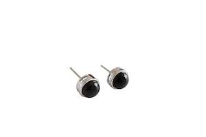 Jewellery Accessories: 925 Sterling Silver Black Agate Stud Earrings