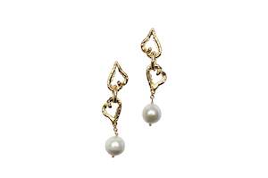 Vintage Natural Freshwater Baroque Pearl Heart Chain Earrings