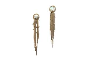 Handmade Natural Freshwater Baroque Coin Pearl Long Tassel Earrings