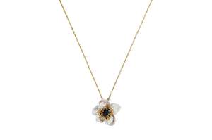 Handmade Natural Freshwater Baroque Pearl Flower Necklace