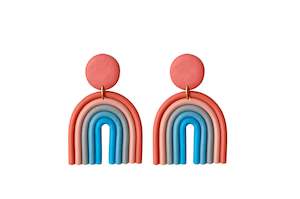 Sale: Handmade Rainbow Polymer Clay Multicolour U-Shaped Drop Earrings