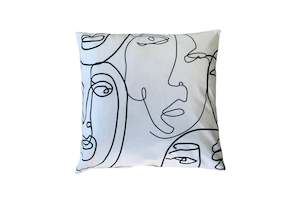 Cushion Covers: Abstract Face Print Cushion Cover
