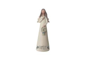 Home Accessories: Hand Painted "Family" Angel With Basket Figurine
