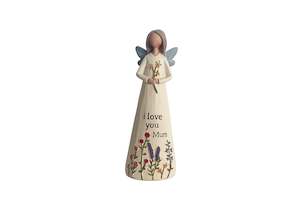 Home Accessories: Hand Painted "I Love You Mum" Angel Figurine