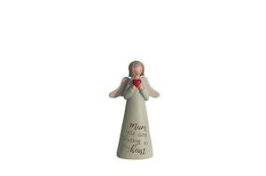 Home Accessories: Hand Painted "Mum" Angel With Heart Figurine