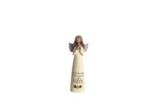 Home Accessories: Hand Painted "I Could Not Have Picked A Better Sister" Angel With Bird Figurine