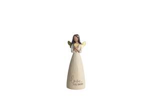 Home Accessories: Hand Painted "Love You More" Angel With Heart Figurine