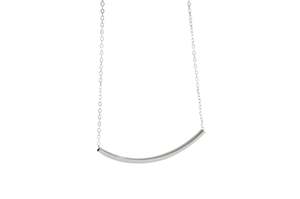Necklaces: 925 Sterling Silver Tube Bar Necklace
