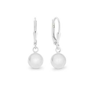 Silver Earrings: STG 8MM BEAD EARRINGS EURO HOOK
