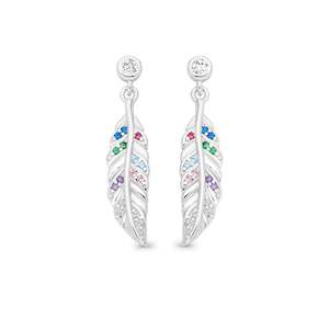 cubic zirconia: STG MULTI COLOURr CZ FEATHER DROP EARRINGS