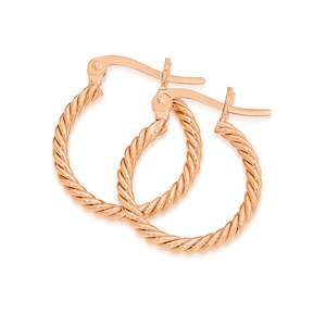 Gold Plated: STG RG PLated 22X19MM ROPE HOOP EARRINGS