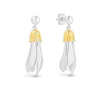 Gold Plated: STG MEMENTO KOWHAI EARRINGS WITH GOLD PLATED DETAIL INCLUDES GIFT BOX