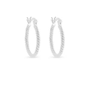 Earrings: STG 22X19MM ROPE HOOP EARRINGS