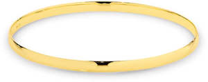 Bracelets: 9K Yellow Gold Comfort Half Round Bangle 4mm 65mm Approx 8gram