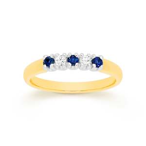 9K Y/G SAPH/DIA ANNIVERSARY RING