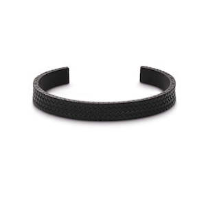 Mens Jewellery: CUDWORTH BLACK STAINLESS STEEL TYRE PATTERN CUFF
