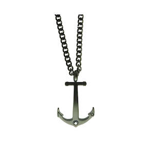 Mens Jewellery: Steel Anchor Pendant 60cm