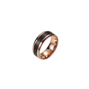 Mens Jewellery: Cudworth Stainless Steel / IP Rose Gold/ Carbon Fibre Ring