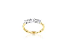 Engagement Wedding Diamond Rings: 18k Yellow Gold 5-Stone Diamond Ring