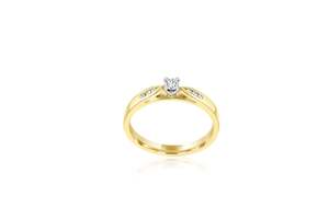 Engagement Wedding Diamond Rings: 9k Yellow Gold Solitaire Diamond Ring with Diamond Shoulders