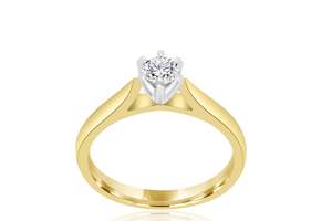 9K Yellow Gold Solitaire Diamond Ring