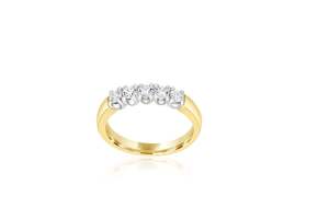 Engagement Wedding Diamond Rings: 9k Yellow Gold & White Gold 2-tone 5-stone Diamond Ring