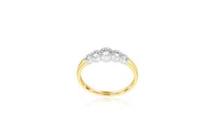 9k Yellow Gold & White Gold 2-tone 5-stone Bezel Set Graduated Diamond Ring