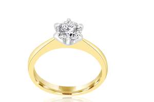 18k Yellow Gold Shank 6-Claw Set 1ct Solitaire Diamond Ring