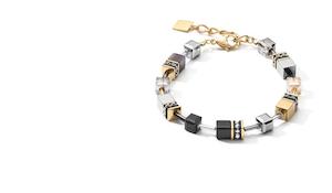 COEUR DE LION BRACELET GOLD PLATED ST/ST GEO-CUBE IN BLACK/GOLD & TITANIUM OXIDE&hellip;