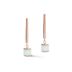 Coeur De Lion CL EARRINGS Geo Cube Soft Pink & Green Aventurine