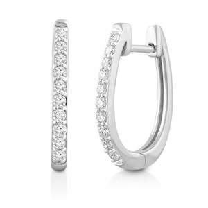 9K WHITE GOLD DIAMOND EARRINGS (HUGGIE) TDW 0.25CT