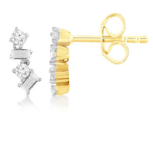 9K YELLOW GOLD DIAMOND EARRINGS