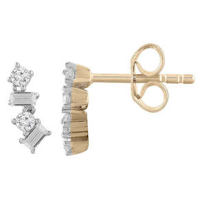 9K YELLOW GOLD DIAMOND EARRINGS