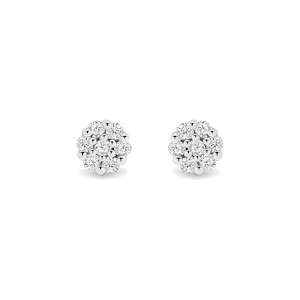 Diamond Earrings: 9k White Gold Cluster Diamond Earrings