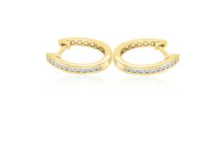 Diamond Earrings: 18k Yellow Gold Channel Set Diamond Earrings