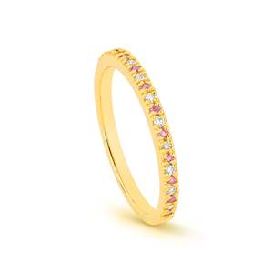 9K YG PINK TOURMALINE DIAMOND RING