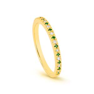 Diamond Rings: 9K YG EMERALD DIAMOND RING