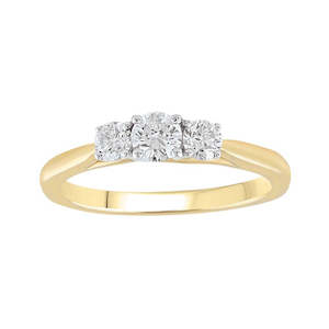 9K YELLOW GOLD TRILOGY DIAMOND RING