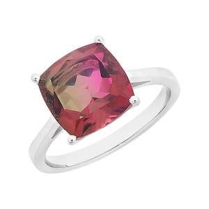 Coloured Gems Rings: STG SILVER CREATED TOURMALINE DOUBLET RING