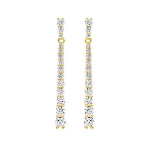 STG SILVER ROUND GRADUAL WHITE CZ DROP EARRINGS YELLOW GOLD PLATED