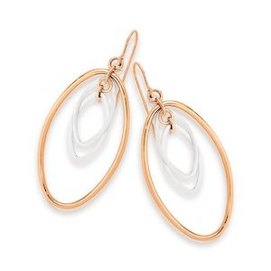 Plain Gold Earrings: 9K ROSE GOLD / WHITE GOLD & SILVER BONDED HOOP EARRINGS