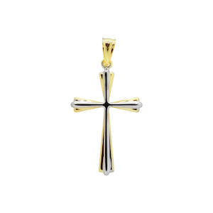 Plain Gold Earrings: 9YS 9ct & Silver Bonded Bi-Tone Cross Pendant