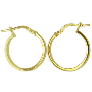 Plain Gold Earrings: 9K yellow gold Silver Filled Hoop Earrings