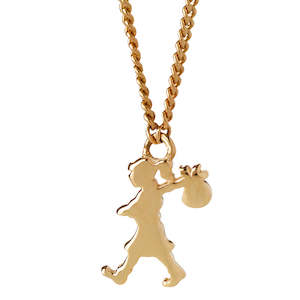 Plain Gold Pendants: KAREN WALKER 9K YELLOW GOLD MINI RUNAWAY GIRL NECKLACE 45CM