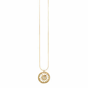 Dansk Smykkekunst: Dansk Daisy Gold Colour Ion Plt Necklace with Baroque FW Pearl & CZ