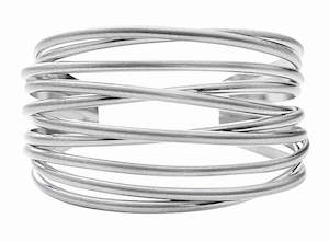 Dansk Smykkekunst: Dansk Tara Silver Colour Ion Plated Multi Strand Open Bangle