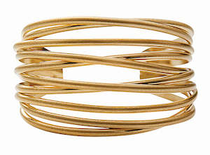 Dansk Smykkekunst: Dansk Tara Gold Plated Multi Strand Open Bangle