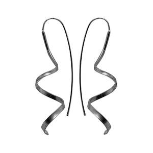 Dansk Tara Spinning, Hematite Colour Ion Plated Earrings with Surgical Steel 6cm