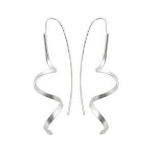 Dansk Smykkekunst: Dansk Tara Spinning, Silver Colour Ion Plated Earrings with Surgical Steel 6cm